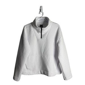 Joe Fresh Active Women's White Diamond Panel 1/4 Zip Sweatshirt